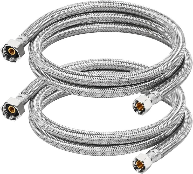 KAINGA 60" Faucet Supply Line, 3/8 inch Comp x 1/2 inch FIP Faucet Connector, Braided Stainless Steel Faucet Hose for Bathroom Sink and Kitchen, Leak-Resistant cUPC Certified Water Supply Line, 2 Pack - Image 1